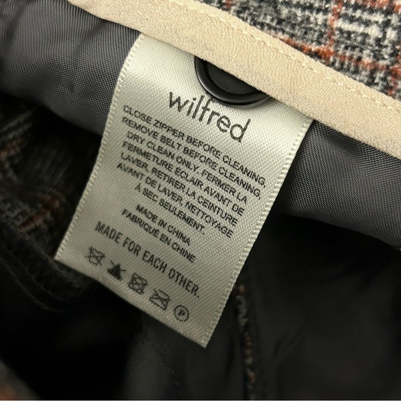 Wilfred Aritzia Trouser Pant Black Orange Plaid Wool Blend Women's Size 0 - Picture 6 of 11